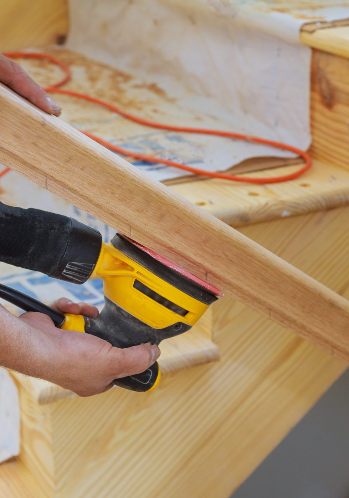 Installation for wooden handrails for grinder work on timber wood railings installation.